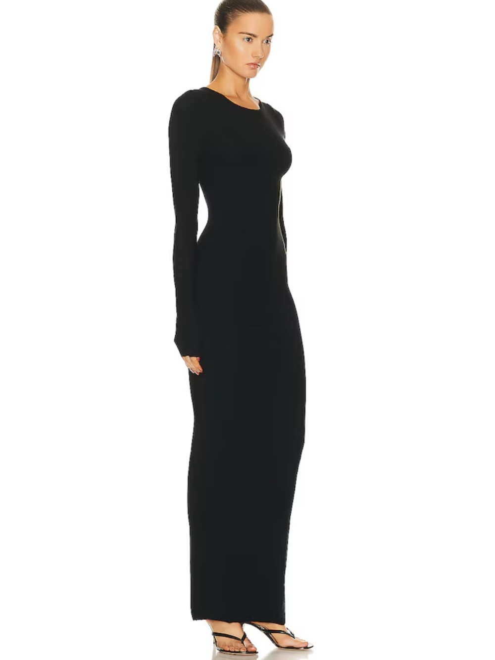 Eterne Long Sleeve Crewneck Maxi Dress in Black - Picture 2 of 7